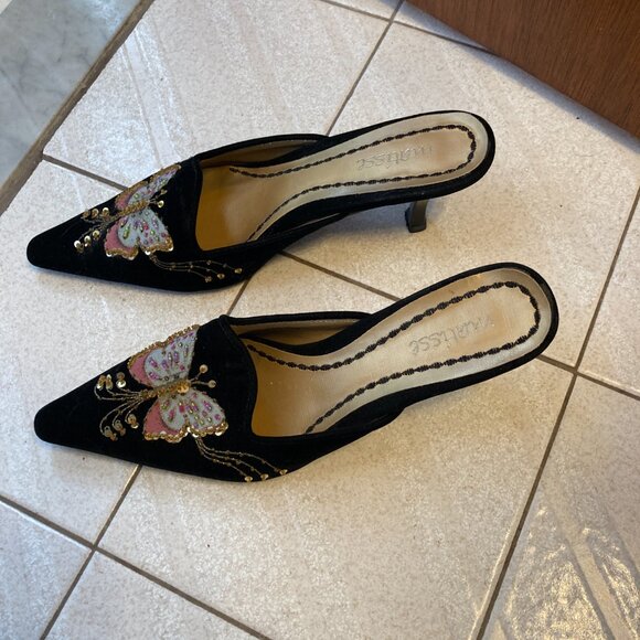 Matisse Black Embroidered Butterfly Mules - Picture 3 of 4